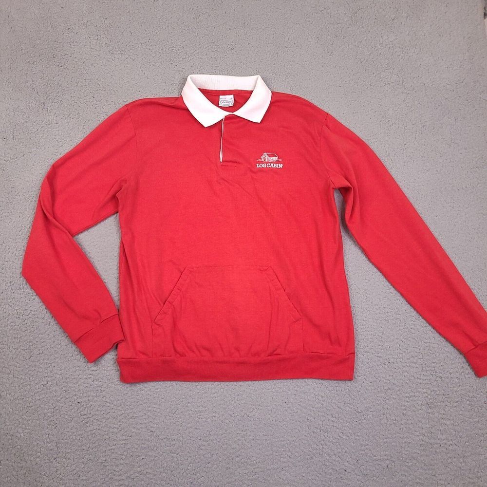 Vintage Vantage Log Cabin‎ Syrup Polo Shirt Men's Large Red Embroidered Logo USA